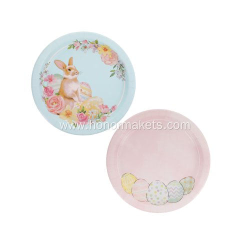 14PCS Easter Round Paper Plates